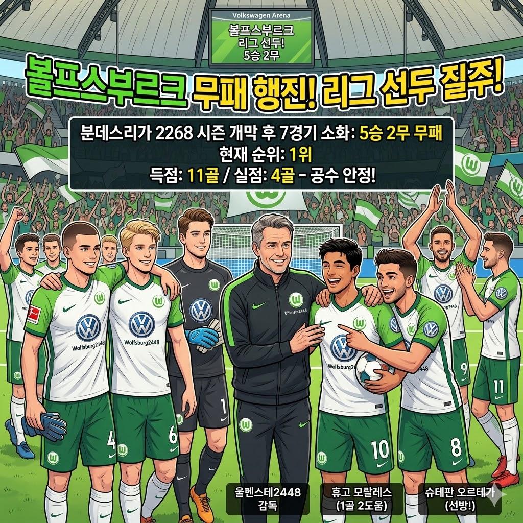 볼프스부르크, 7전 무패 질주…분데스리가 초반 독주