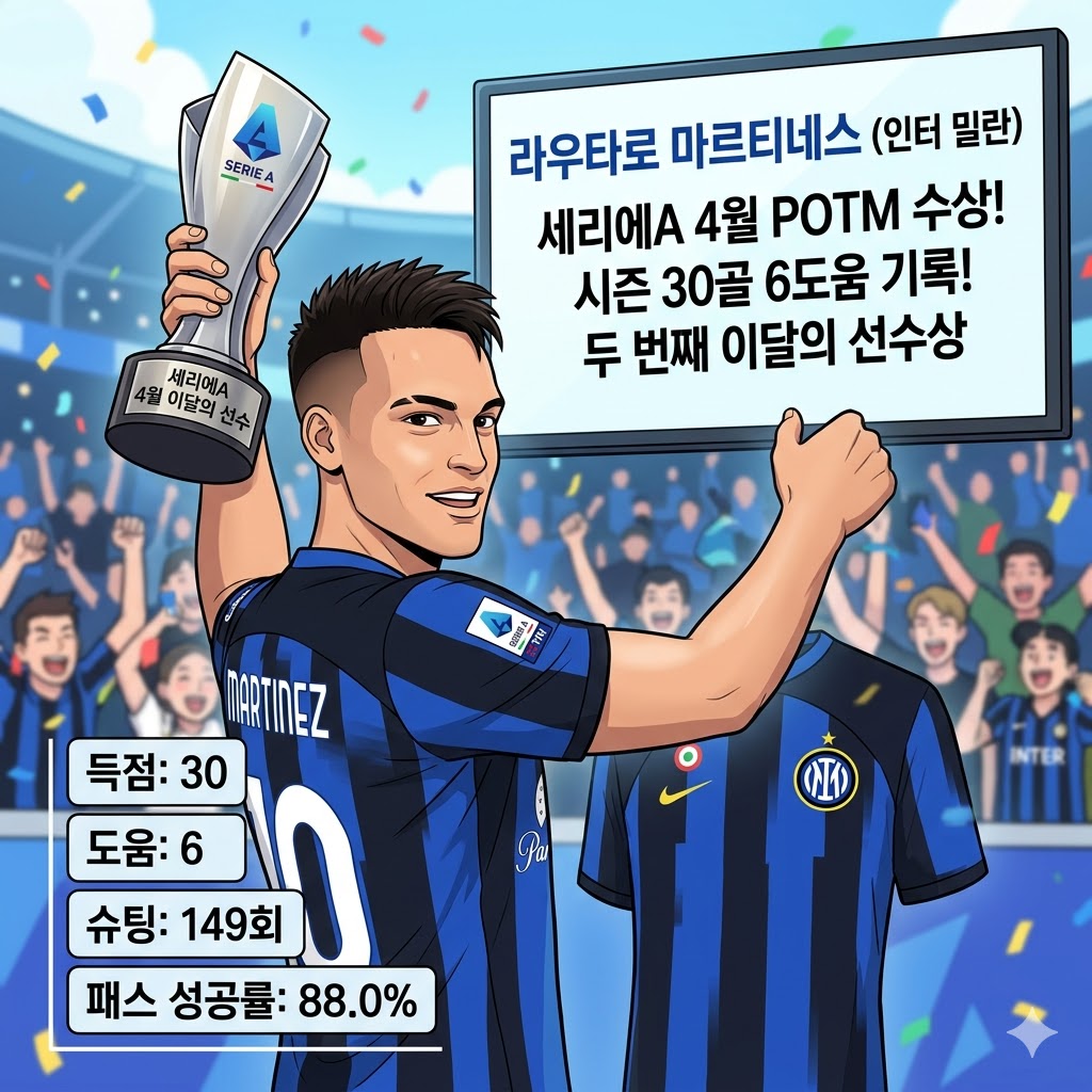 라우타로, 세리에A [4월의 사나이] 등극…시즌 30골