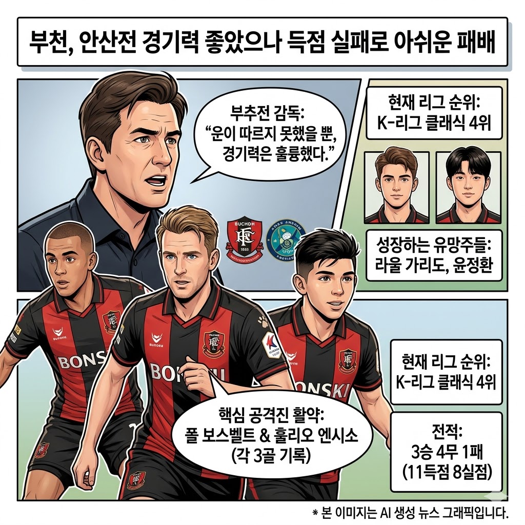 부천 감독 [아쉬움] 경기력은↑, 승운은 어디에?