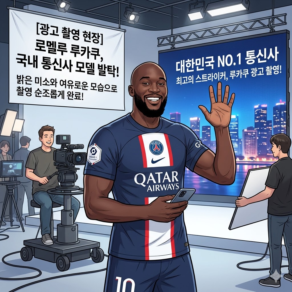 발롱도르 수상자 루카쿠, 한국 통신사 광고 깜짝 등장
