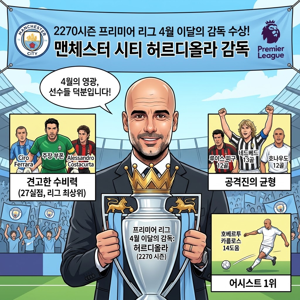 철벽수비 앞세운 허르디올라, 4월의 감독 등극