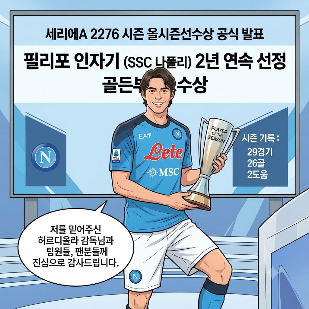 인자기, 세리에A 올시즌선수상 2연패 달성!