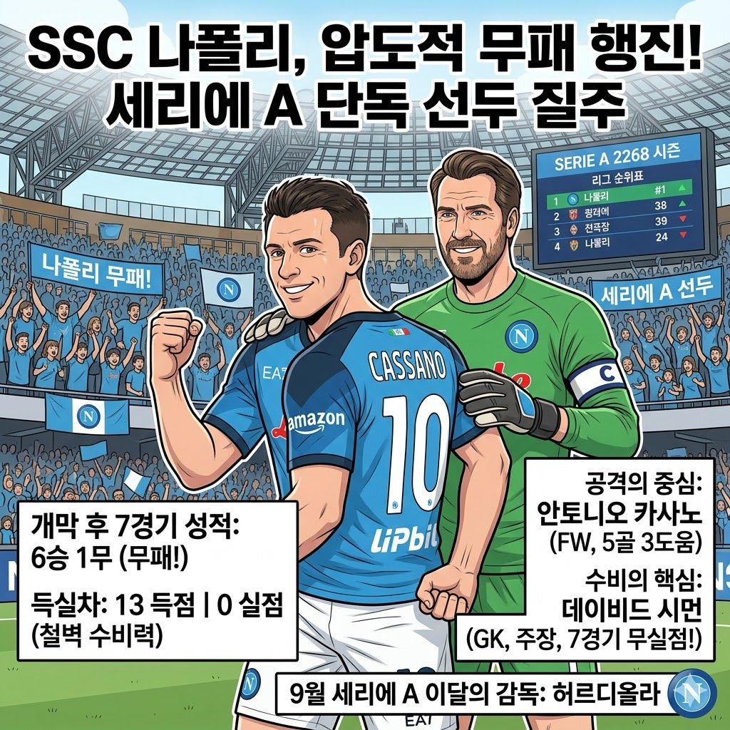 나폴리, 7경기 무실점 질주…세리에A 독주 시동