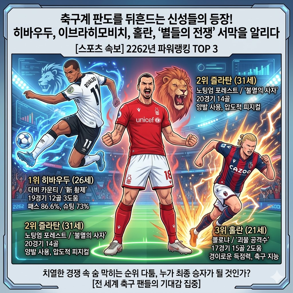 히바우두 선수 파워랭킹 1위 등극이브라히모비치 홀란