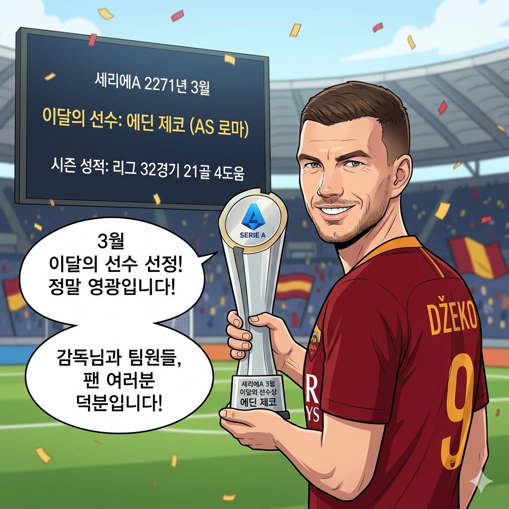 세리에A 3월의 사나이 제코, 21골로 리그 정복 중