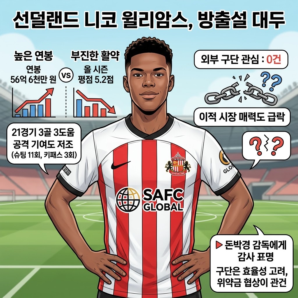 연봉 57억 윌리암스, 평점 5.2의 굴욕…선덜랜드 손절