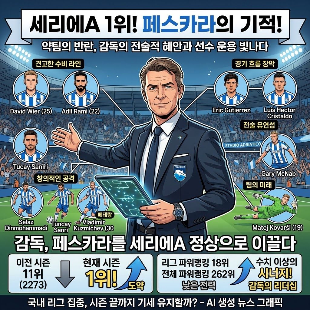 리그 18위 전력으로 1위 찍은 페스카라의 기적