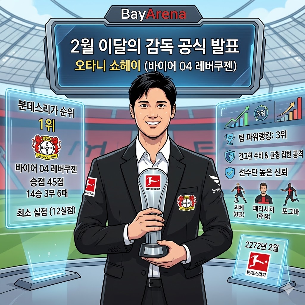 오타니 쇼헤이, 분데스리가 2월 최우수 감독 등극