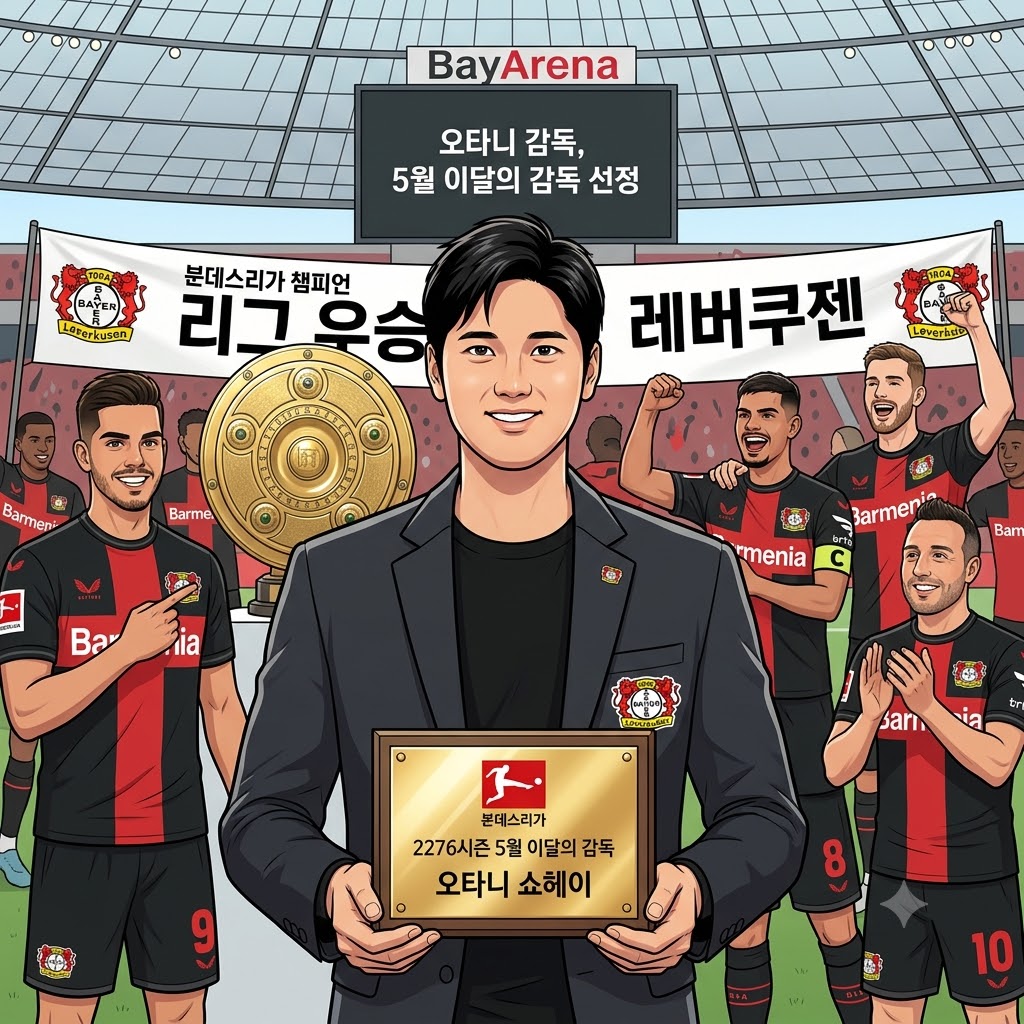 오타니 쇼헤이, 레버쿠젠 우승 이끌고 5월의 감독 등