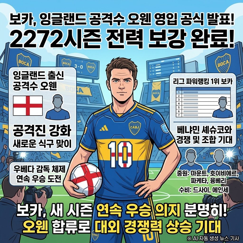보카, [폭격기] 오웬 품었다…셰슈코와 꿈의 투톱 완
