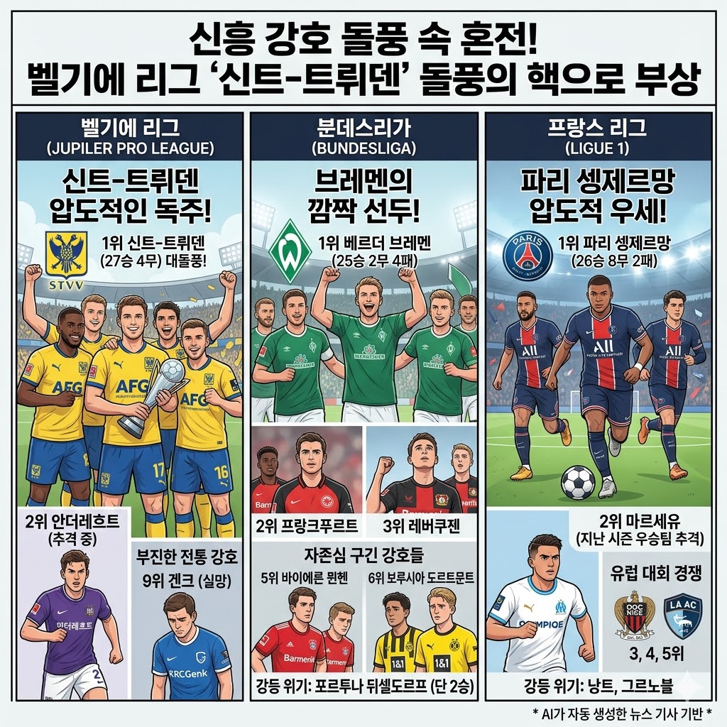 신트트뤼덴 벨기에 리그 돌풍 1위브레멘 분데스리가