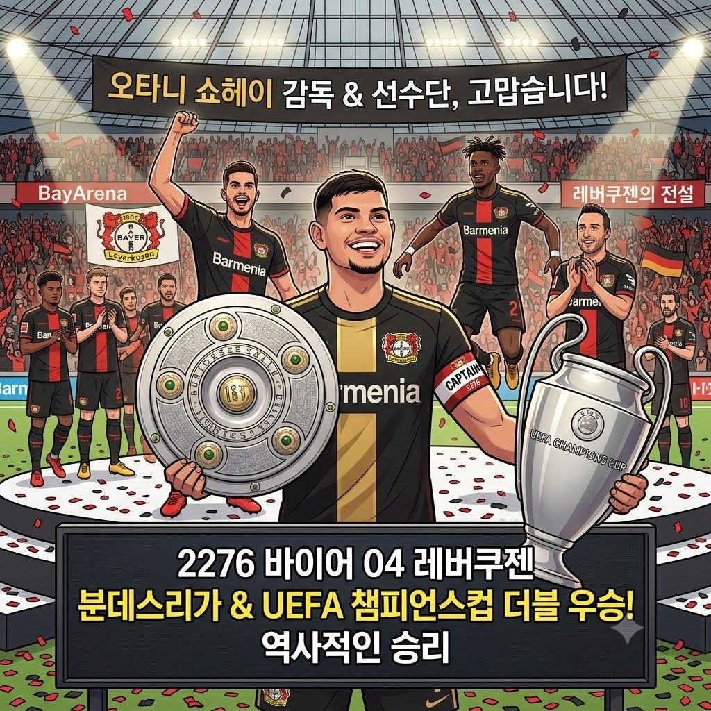 레버쿠젠, 챔스+리그 석권…오타니 감독의 [더블] 신