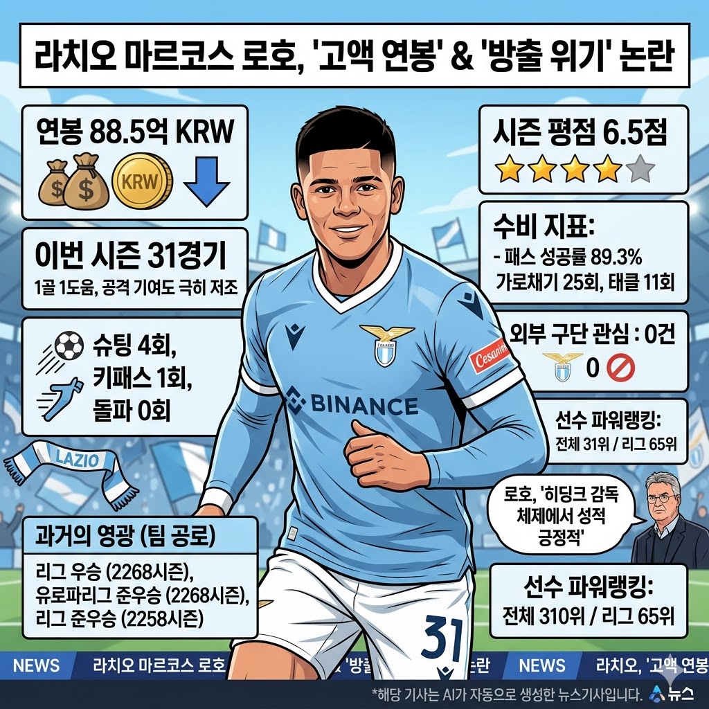 로호, 88.5억 값 못한 시즌…라치오 칼 빼들다
