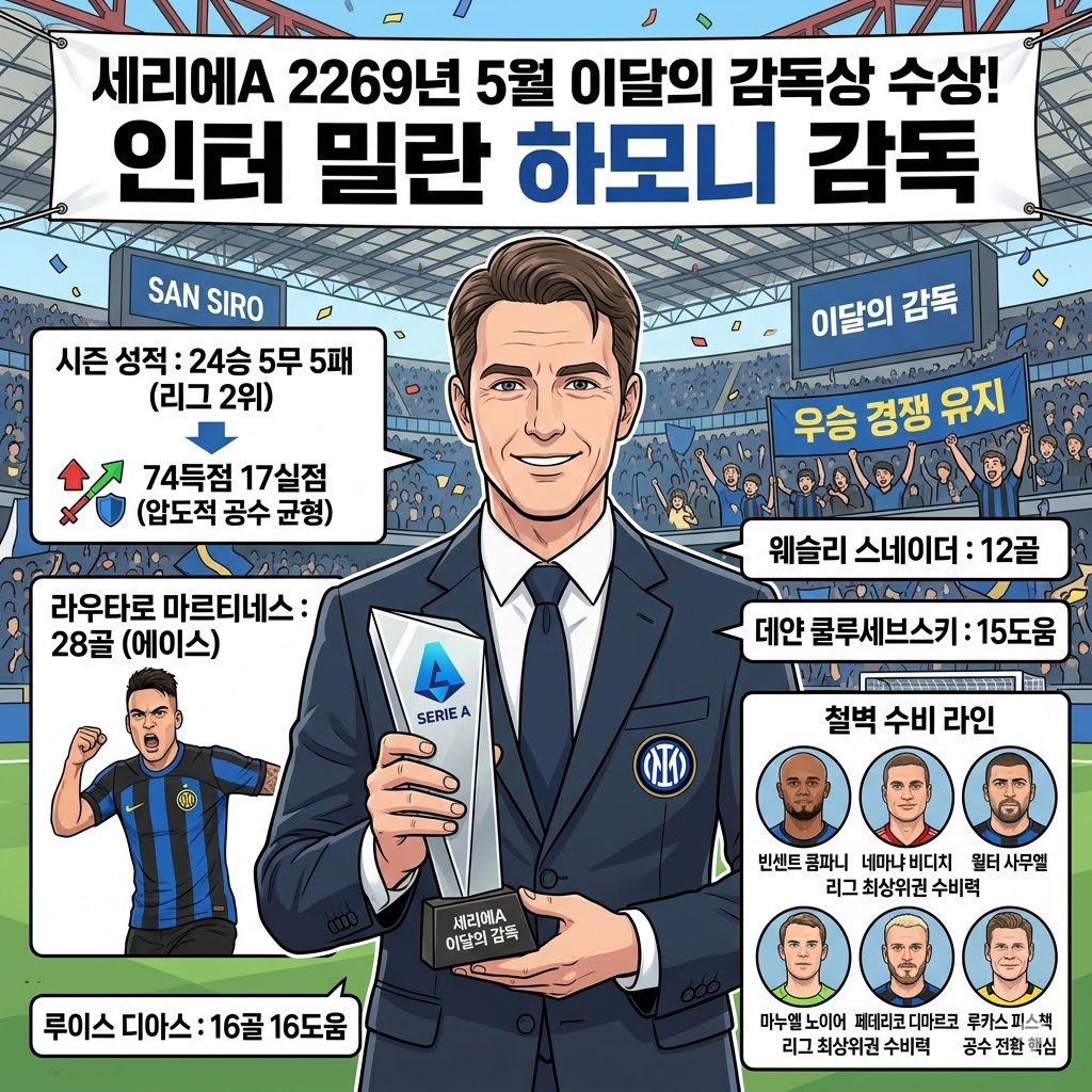 철벽수비 17실점, 하모니 감독 5월의 지휘관 등극