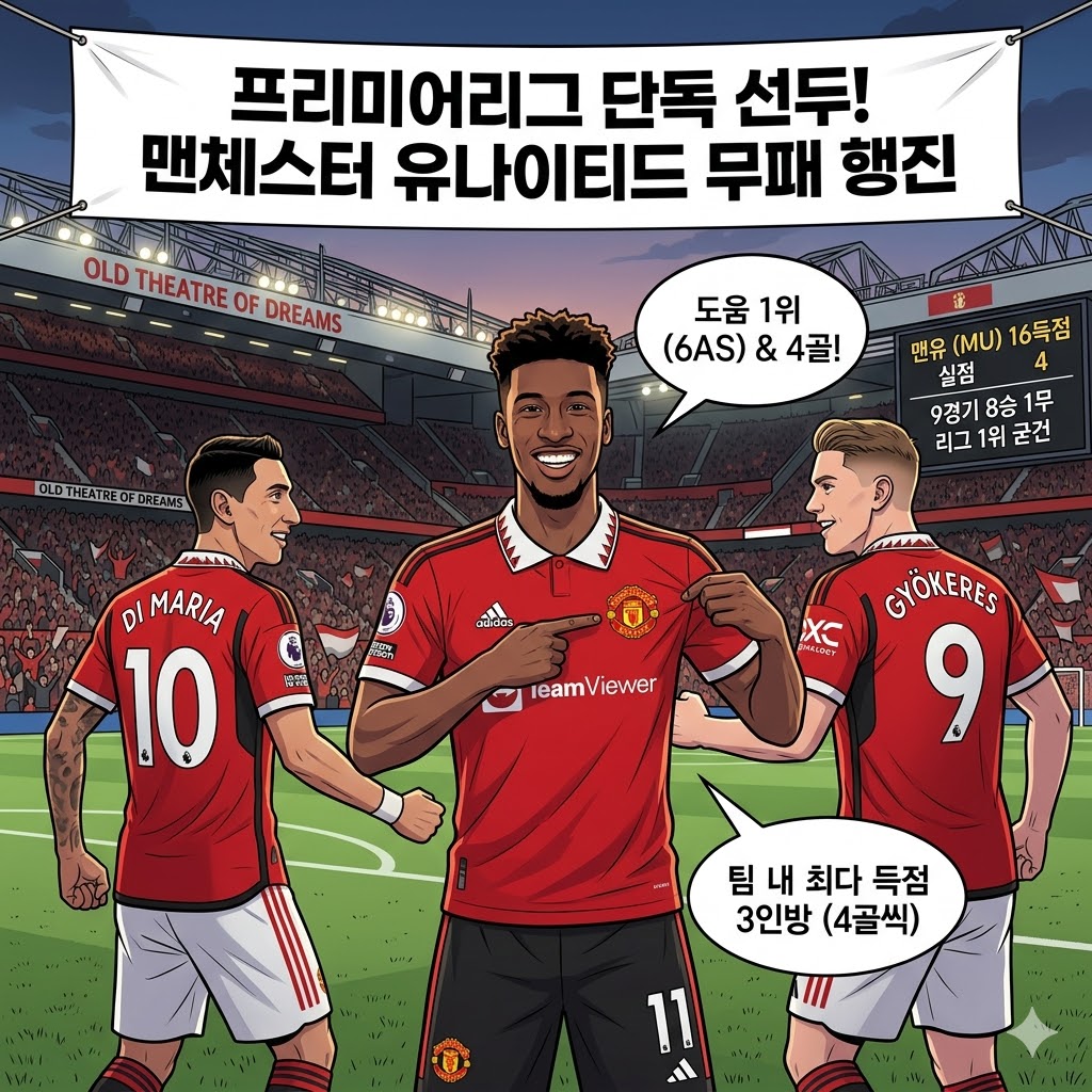 맨유, 8승 1무 무패 질주…프리미어리그 독주 시동