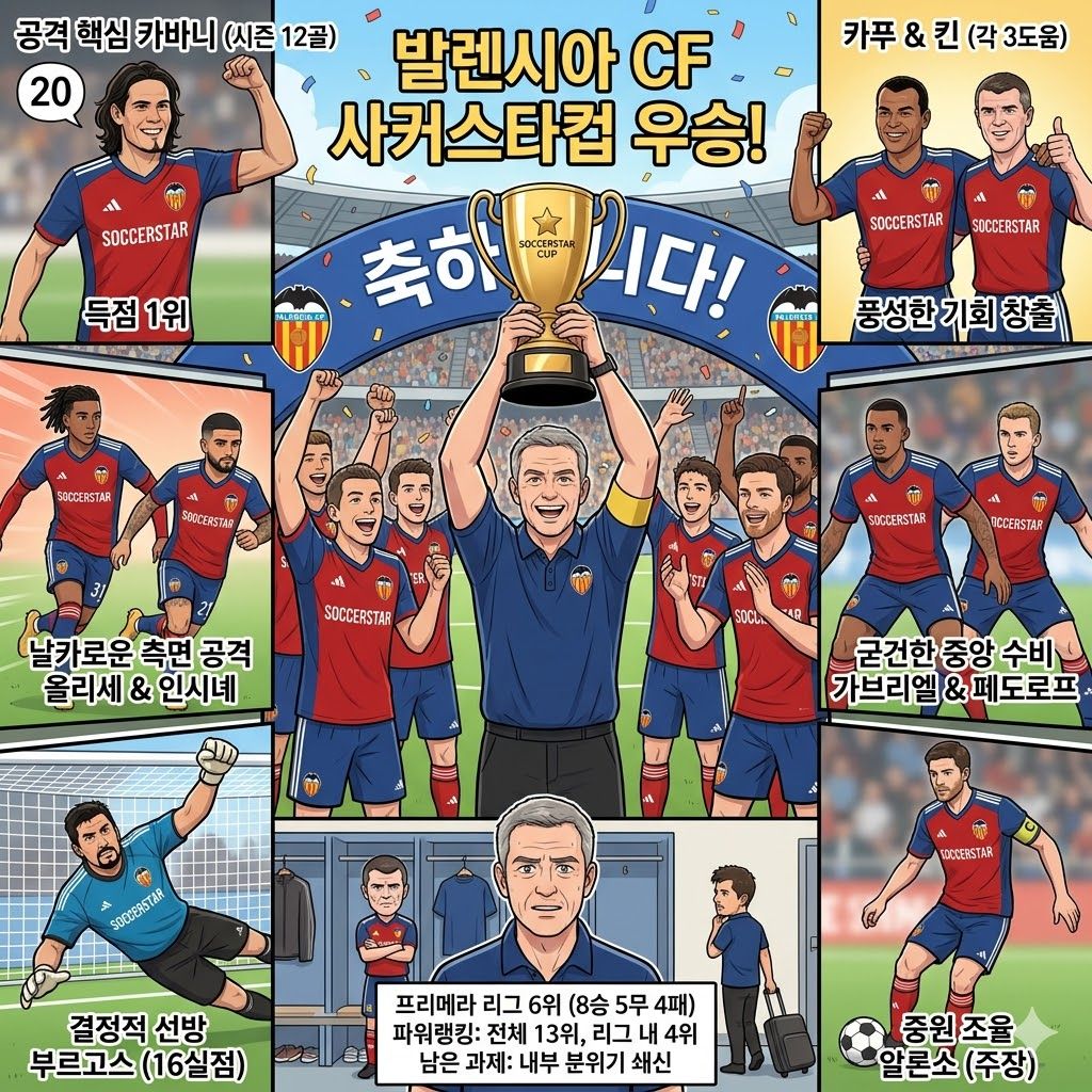 카바니 12골 폭발, cal의 발렌시아 컵 제패