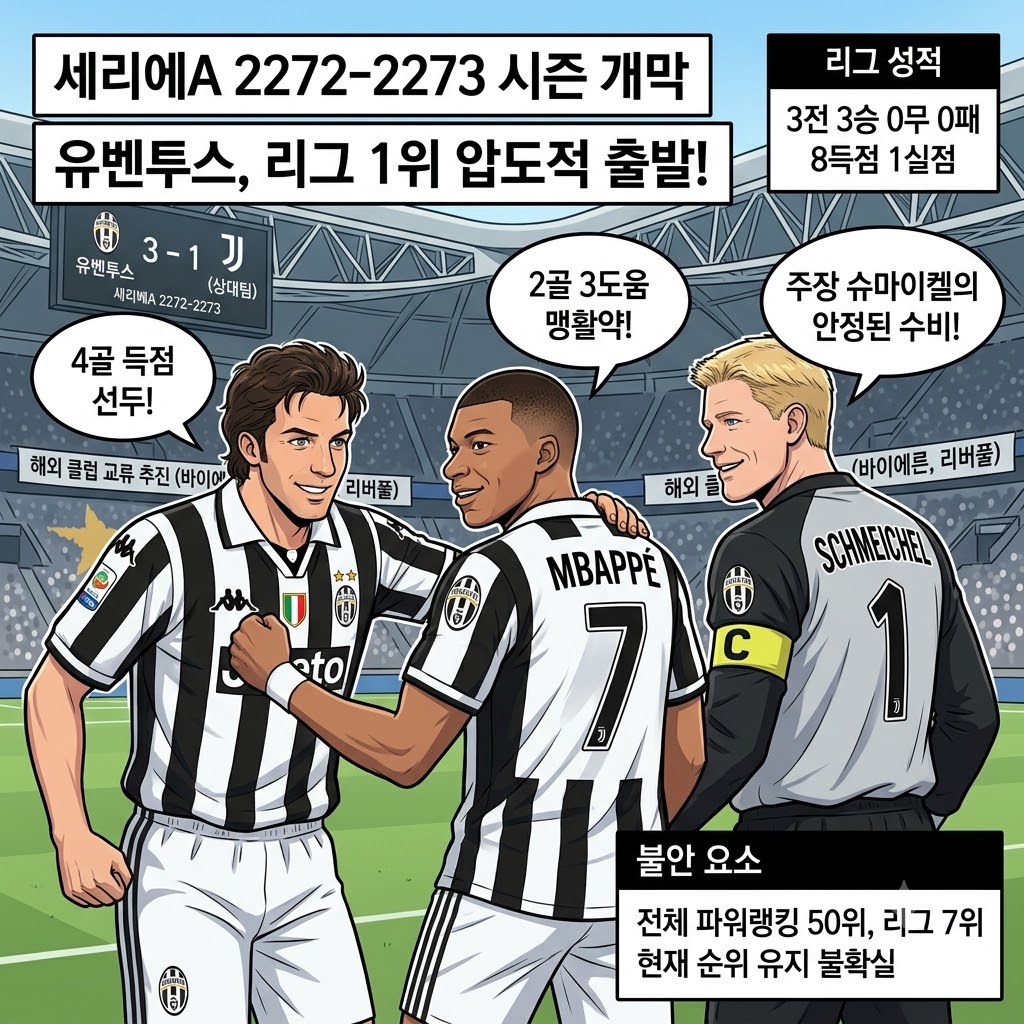 유벤투스, 3연승 질주…세리에A 우승 청신호