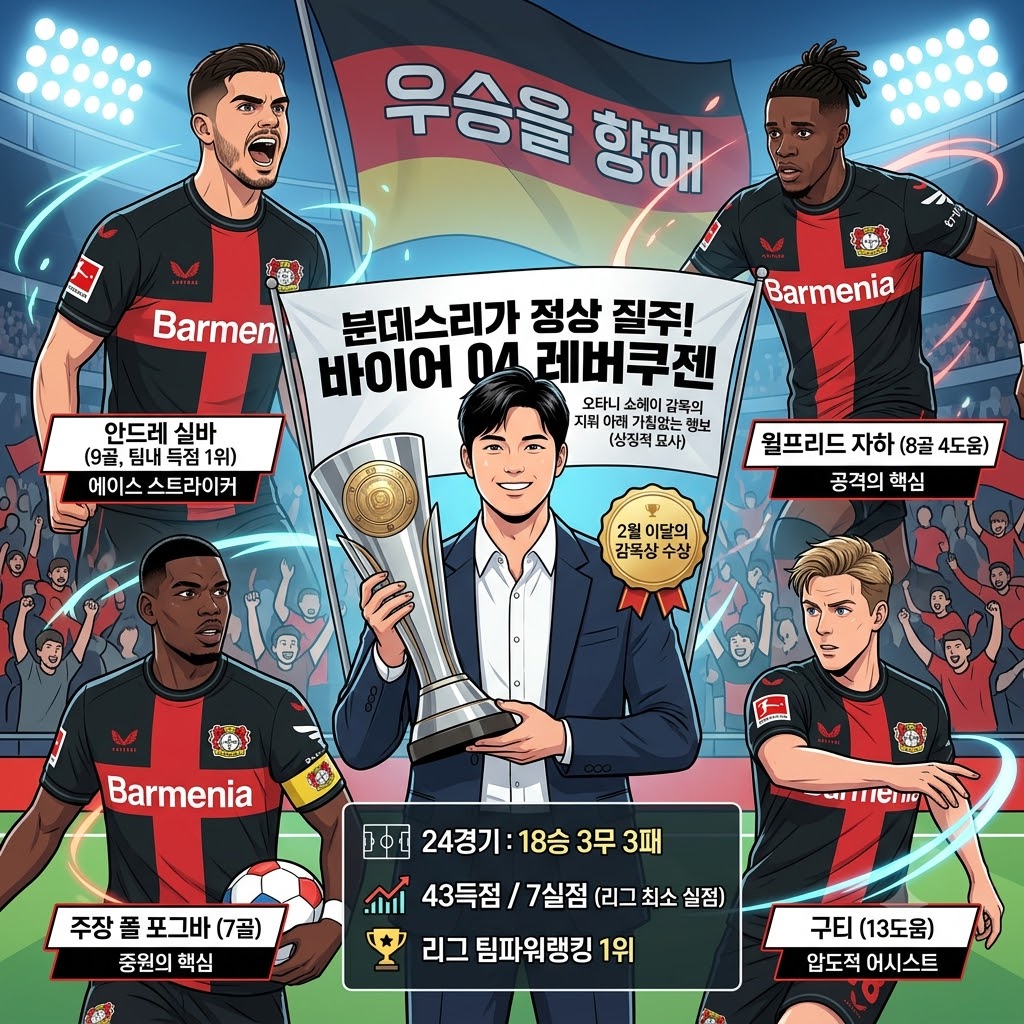 레버쿠젠, 18승 3패 질주…분데스리가 우승 청신호