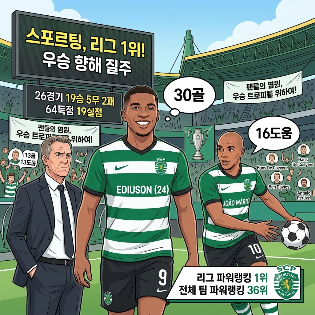 스포르팅, 64골 화력으로 리그 정상 독주