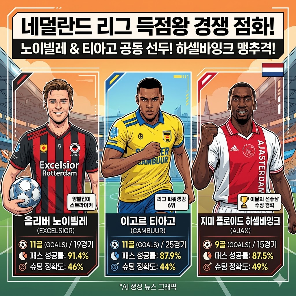 올리버 노이빌레 네덜란드 리그 득점 선두 질주