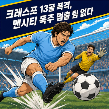 크레스포 13골 폭격, 맨시티 독주 멈출 팀 없다