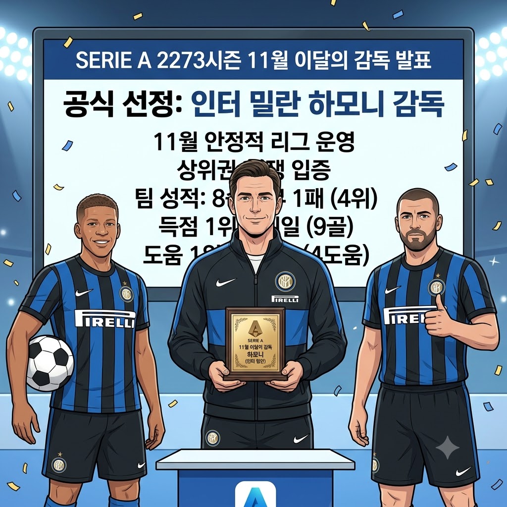 하모니 매직, 인터 밀란을 깨우다 - 11월의 감독 선정
