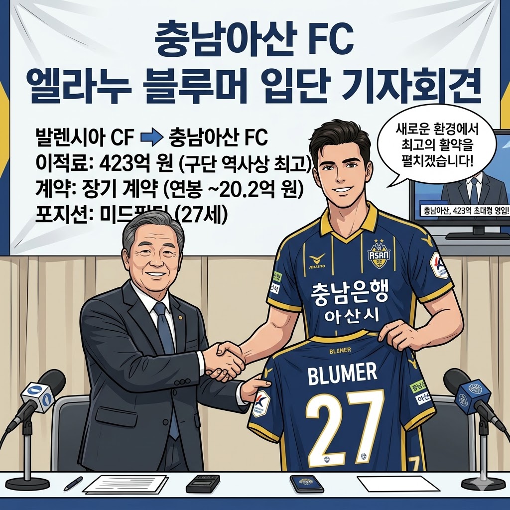 73경기 1골 블루머, 충남아산行 423억의 도박