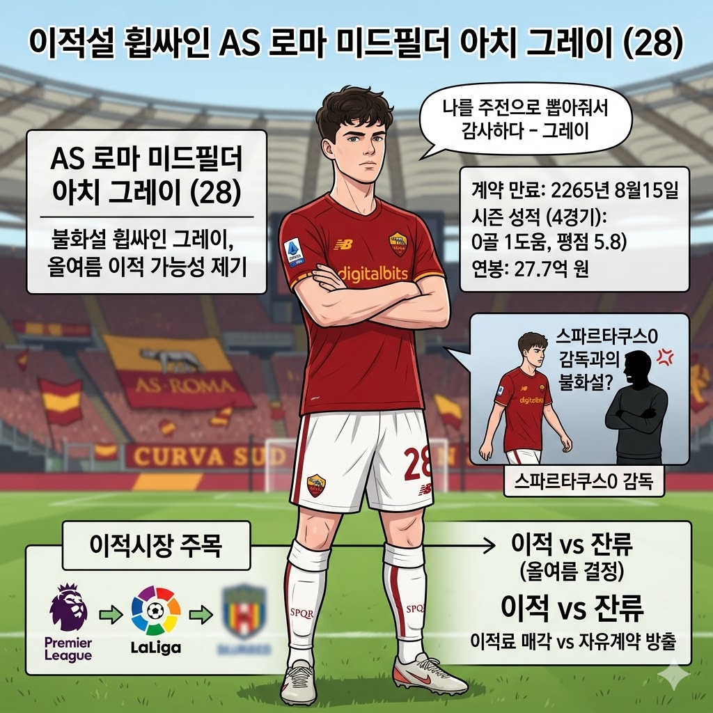 AS 로마 그레이, 감독과 불화? `감사` 발언 속뜻은?