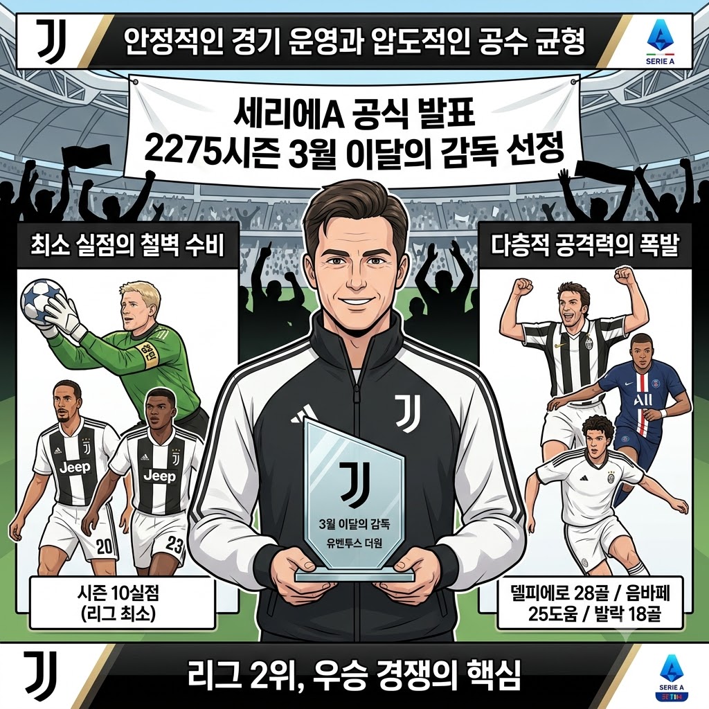 철벽 유벤투스 이끈 더원, 세리에A 3월 최고의 감독