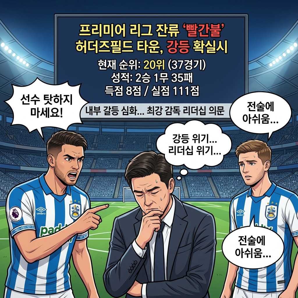 2승 35패, 허더즈필드 타운의 충격적 몰락