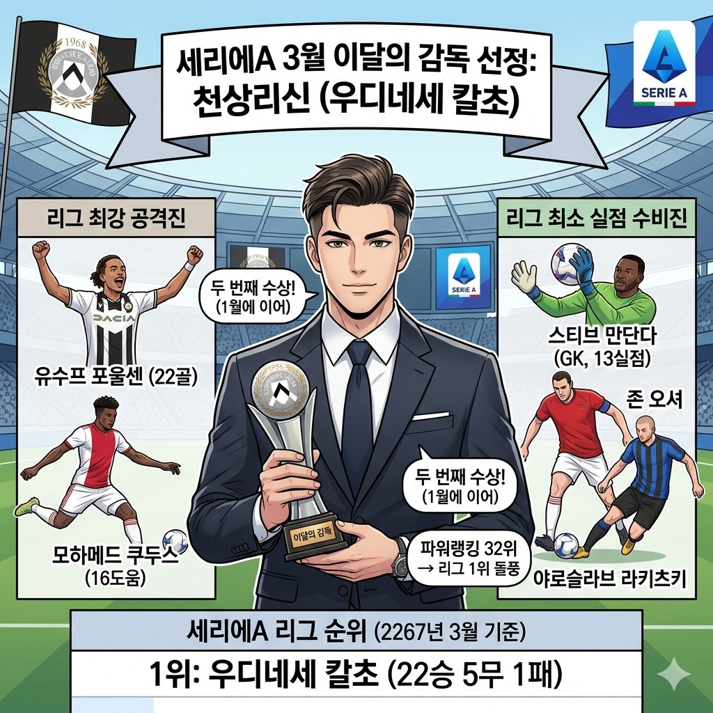 천상리신, 세리에A [최강] 우디네세 이끌며 두 번째