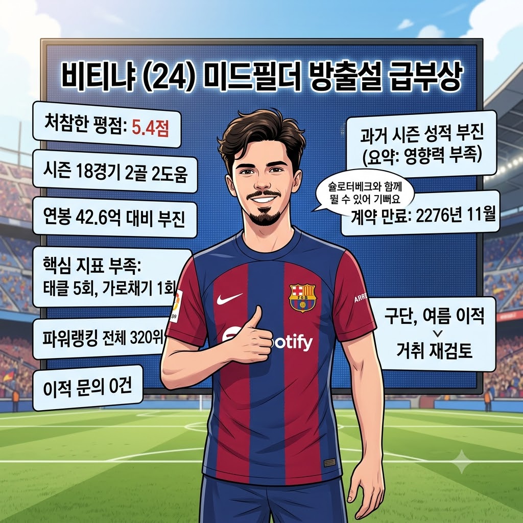 비티냐, 평점 5.4에 연봉 42억…바르사 인내 한계