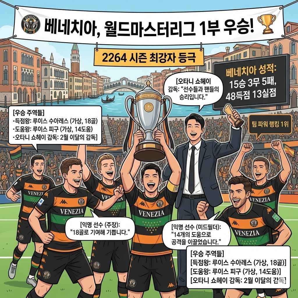 오타니 매직! 베네치아, 압도적 리그 우승
