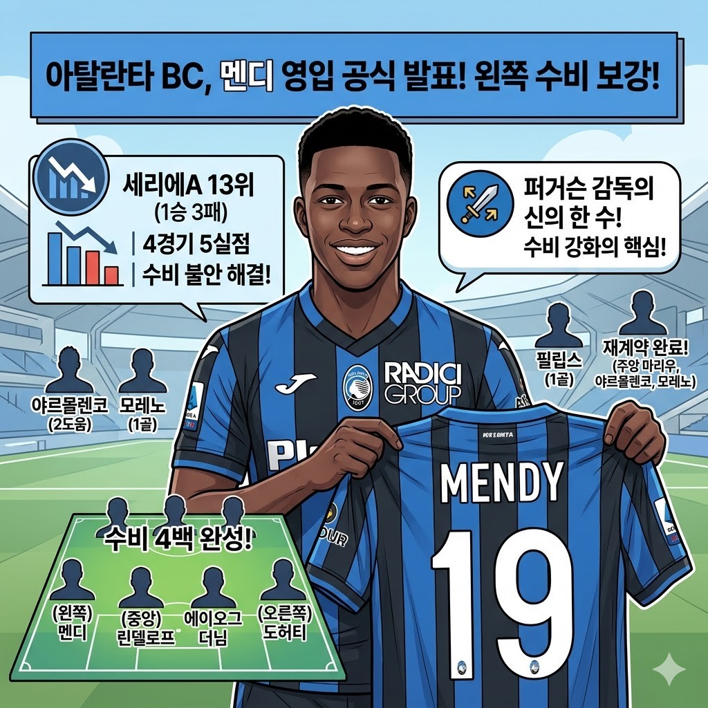 아탈란타, 10대 멘디 영입으로 수비 대수술 나선다